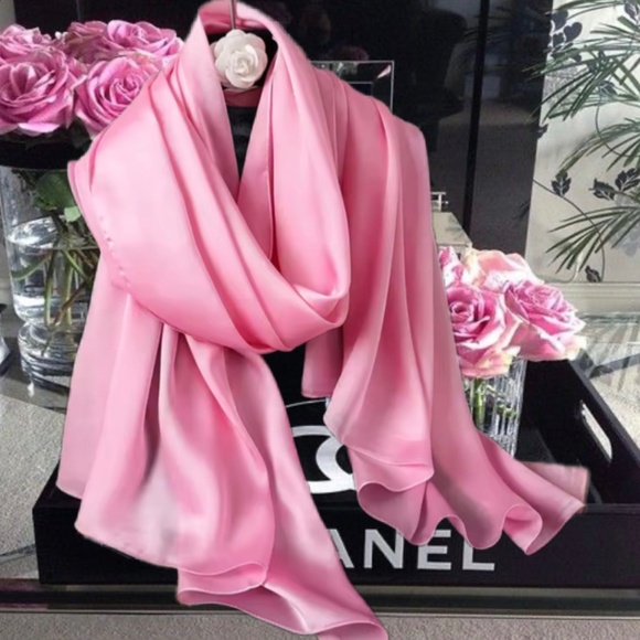 Light Pink 100% SILK SATIN Large Shawl Scarf Wrap Wedding Bridesmaid Cover up - Picture 1 of 5
